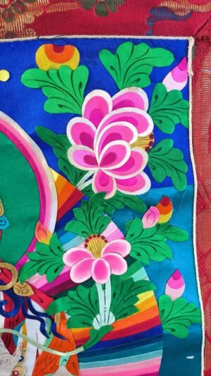 white tara, embroidery, applique thangka