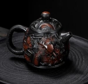 cup-tea-vintage-brown-teapot-dragon-egg-desk