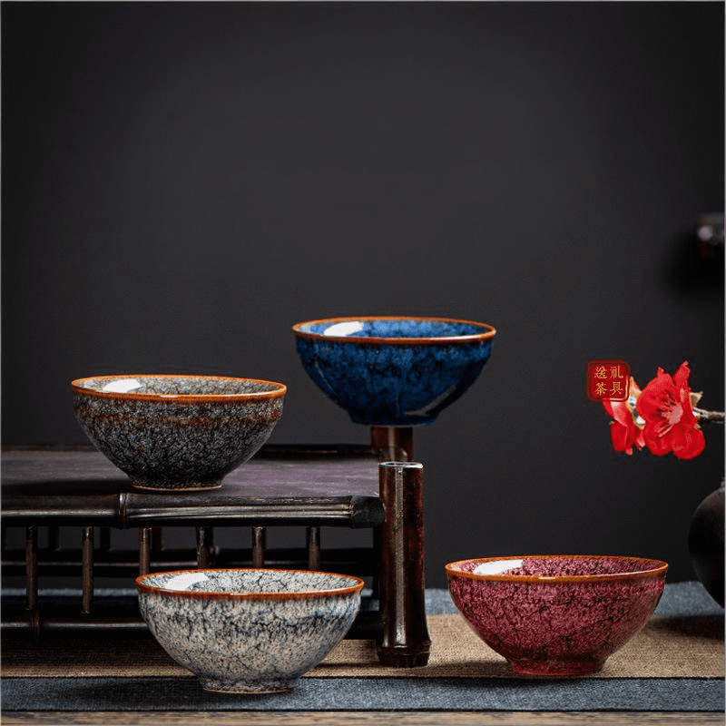 tenmoku tea cup reverie season set of 4 with gift box tenmoku tea cup reverie season set of 4 with gift box