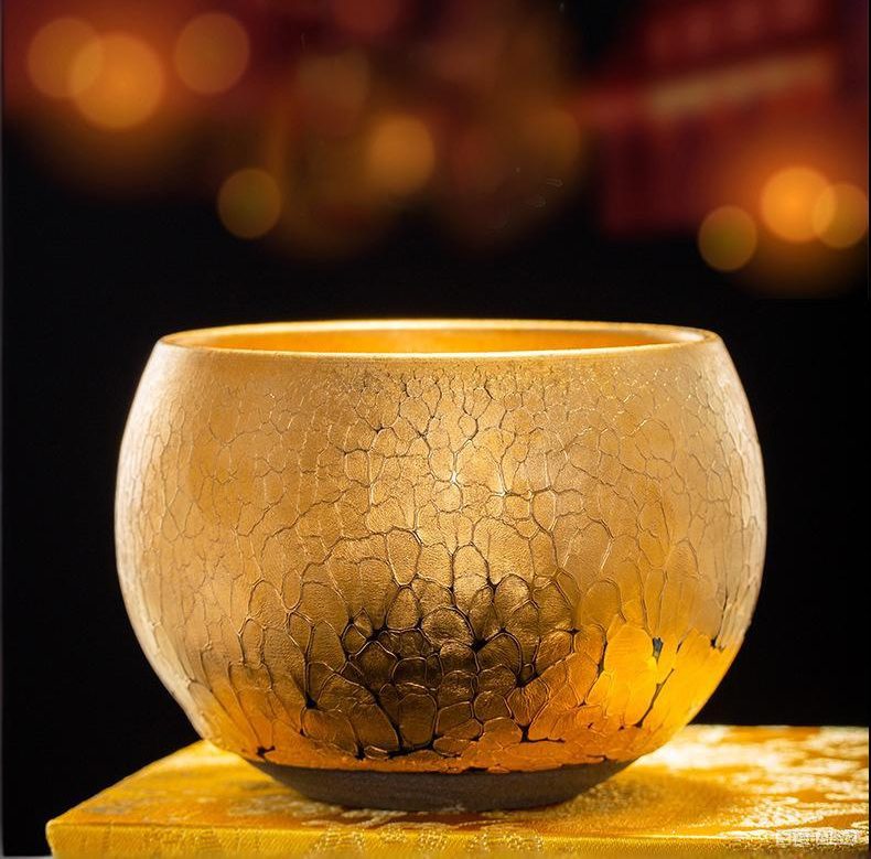 porcelain tea cups-tenmoku glaze-golden-sunburst-right porcelain tea cups-tenmoku glaze-golden-sunburst-right