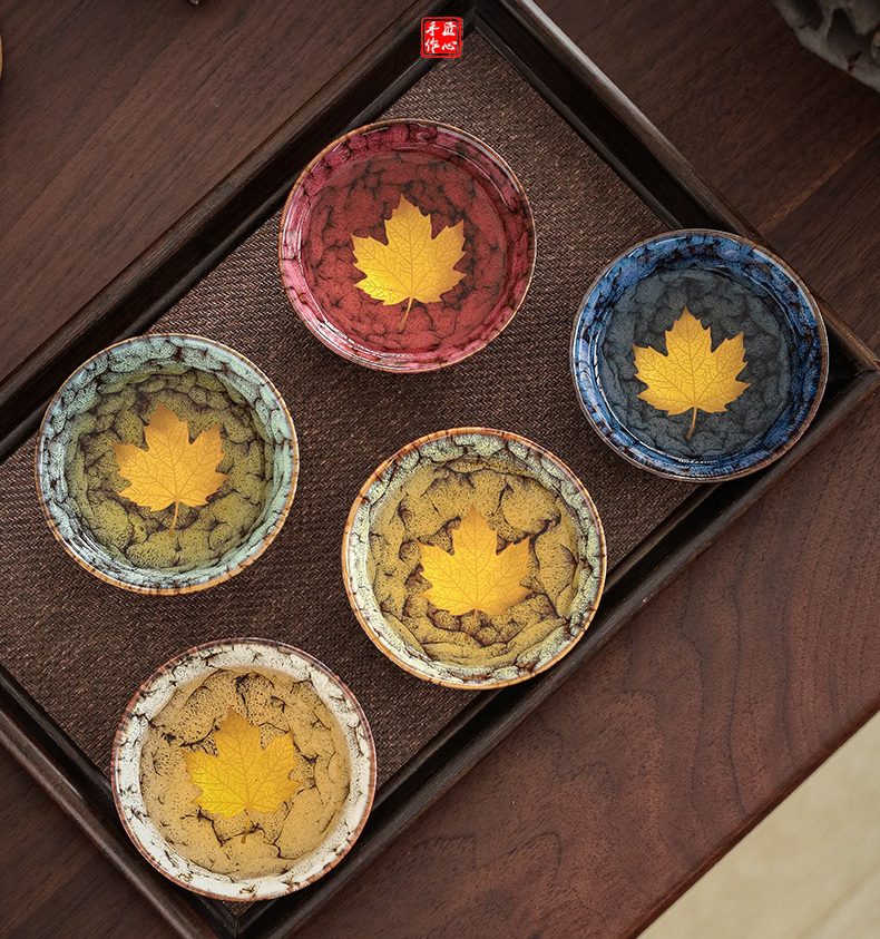 five elements set of 5 with gift box tenmoku tea cup five elements set of 5 with gift box tenmoku tea cup