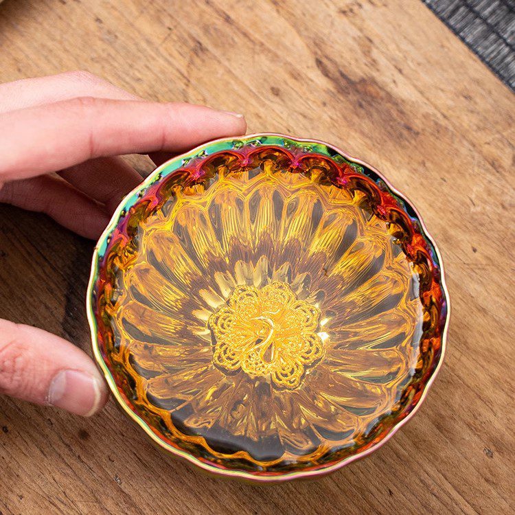 iridescent tenmoku tea cup with gift bag