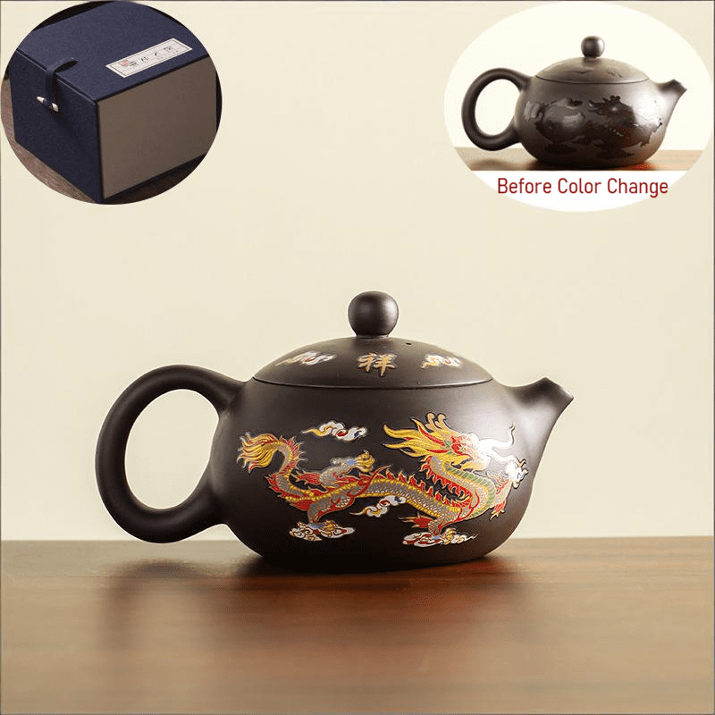 vintage-brown-teapot-chinese-color changing dragon and phoenix-des