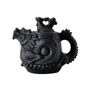 vintage brown teapot-chinese-hidden-dragon-blackground