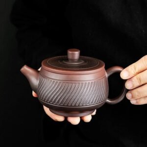 vintage brown teapot-yixing-purple-clay-ensemble-moments-pot inhand