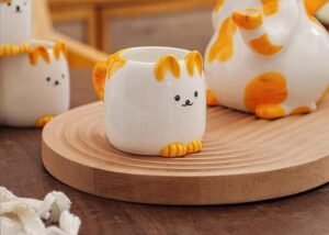porcelain tea cups cartoon teapot cat teapot cup