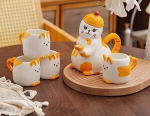 porcelain tea cups cartoon teapot cat teapot ondesk