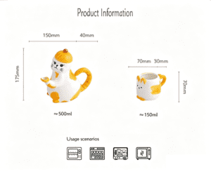 porcelain tea cups cartoon teapot cat teapot size
